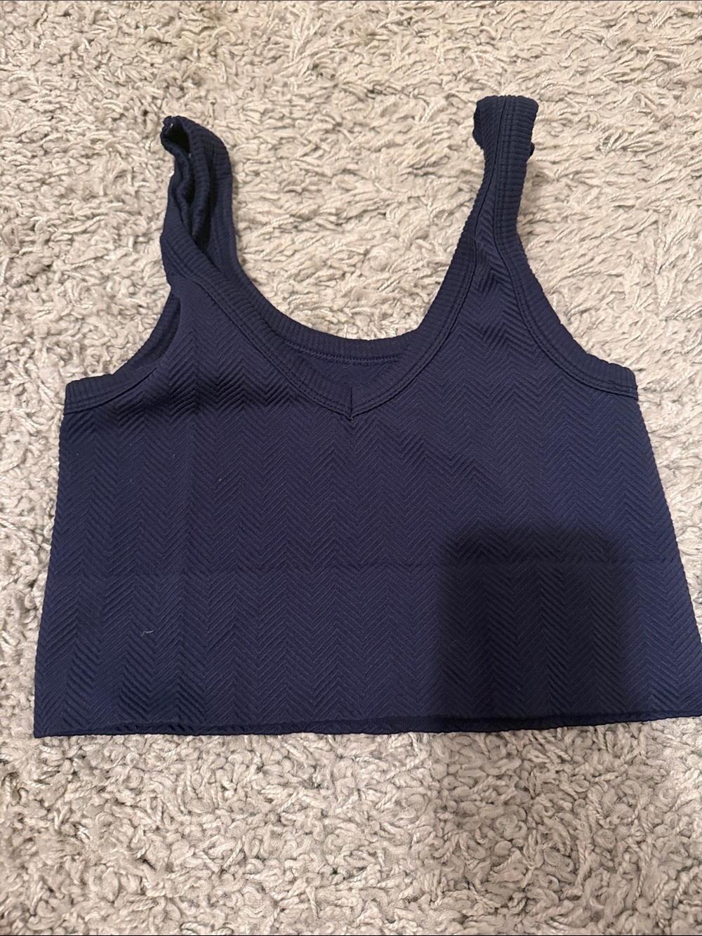 Nikibiki Navy Ribbed Scoop Crop Tank